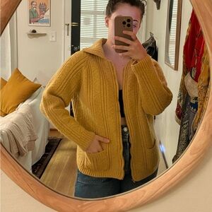 Mustard Yellow Zip Up Sweater
